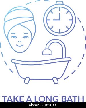 Prenez une icône de concept de bain long Illustration de Vecteur