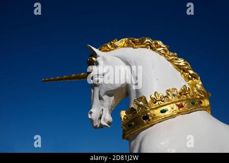 UNICORN sur le mémorial du Roi George III Weymouth Dorset Angleterre ROYAUME-UNI Banque D'Images
