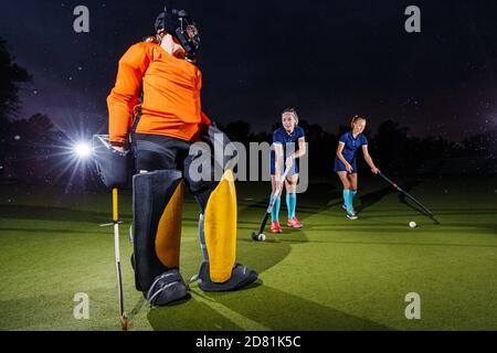 Image conceptuelle du groupe de joueurs de hockey féminin Banque D'Images