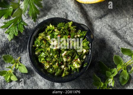 Sauce piquante Chimichurri maison avec persil et origan Banque D'Images