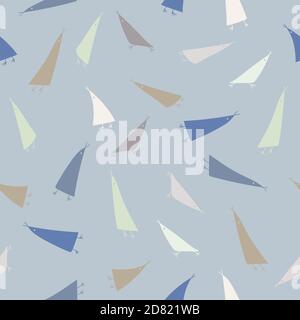 Motif sans couture avec oiseaux naïfs sur fond bleu gris Banque D'Images