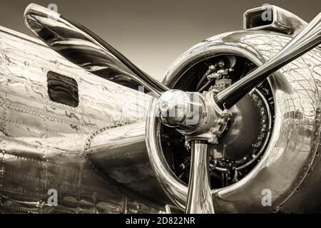 moteur radial d'un avion historique Banque D'Images