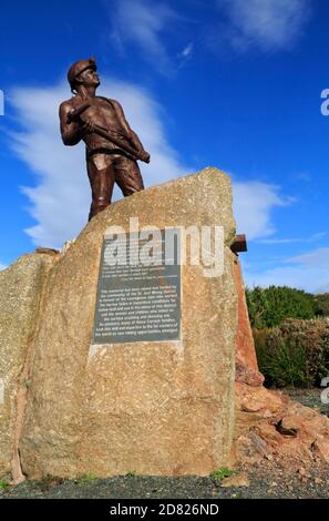 Statue d'un mineur à la mine d'étain Geevor à Pendeen, en Cornouailles Banque D'Images