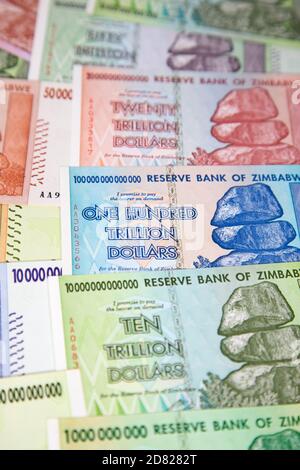 Billets du Zimbabwe après l'hyperinflation Banque D'Images