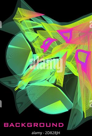 Abstrait Acid colore l'arrière-plan avec un mélange brillant sur un noir. Motif graphique Banque D'Images