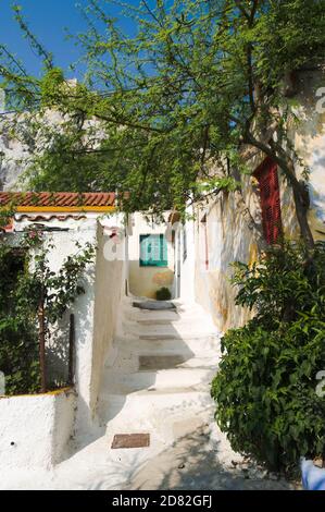 Village d'Anafiotika il est situé directement sous le nord Section de l'Acropole (Section de Plaka dans la ville d'Athènes Banque D'Images