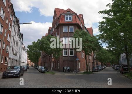 Hambourg, Allemagne - 22 mai 2017 : immeuble résidentiel près de Hafen City à Hambourg, Allemagne. Banque D'Images