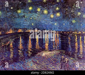 Titre: Nuit étoilée sur le Rhône Créateur: Vincent van Gogh Date: 1888 Moyen: Huile sur toile Dimensions: 72.5 x 92 cm emplacement: Musée d'Orsay, Paris Banque D'Images