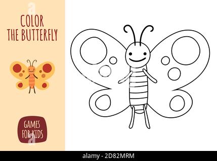 Illustration de jeux pour enfants de style dessin animé vectoriel. Jeu de coloriage pour enfants. Jeu d'insectes. Illustration de Vecteur