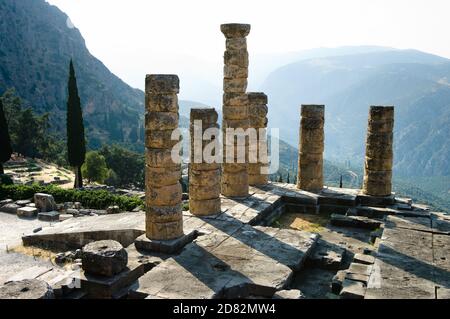 temple d'Apollon à oracle Delphi, Grèce Banque D'Images