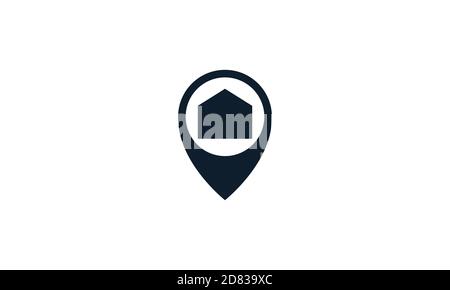 maison, maison ou bien immobilier avec cartes de localisation de broches illustration de l'icône vecteur du logo Illustration de Vecteur