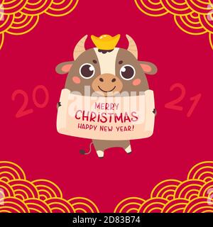 Carte de vœux du nouvel an chinois 2021 Illustration de Vecteur