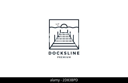 stations d'accueil avec contour de la ligne de coucher de soleil illustration d'icône de vecteur de logo simple Illustration de Vecteur