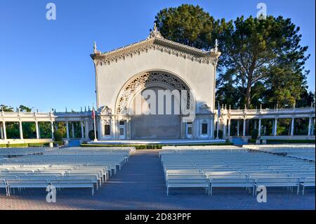 Le Spreckels Organ en plein air, le plus grand orgue au monde dans un lieu entièrement extérieur. Balboa Park, San Diego, Californie. Banque D'Images