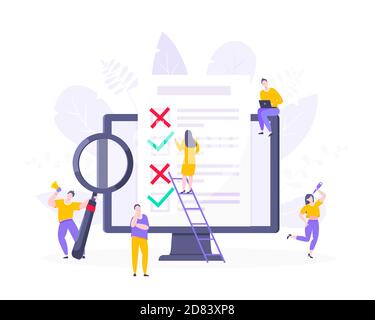 Formulaire d'enquête en ligne ou demande d'examen sur l'écran du moniteur Illustration de Vecteur