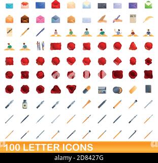 jeu de 100 icônes de lettre. Illustration de 100 lettres icônes vecteur ensemble isolé sur fond blanc Illustration de Vecteur