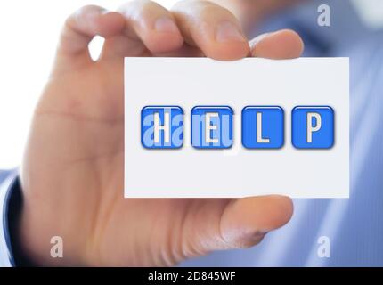 Aide - concept de carte de visite Banque D'Images