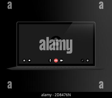 Interface utilisateur de visioconférence sur ordinateur portable réaliste, superposition de la fenêtre appels de vidéo conférence. Illustration de Vecteur