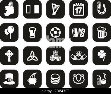 Ireland Country & Culture Ireland Icons White on Black Flat Design Définir grand Illustration de Vecteur