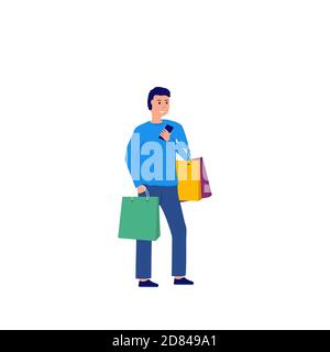 Man with shopping bags Illustration de Vecteur