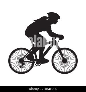 Une silhouette de motard féminin avec casque. Illustration vectorielle isolée sur fond blanc. Illustration de Vecteur