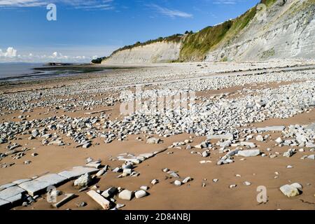 St Mary's Well Bay, près de Penarth, Vale de Glamourgan, pays de Galles du Sud. Banque D'Images