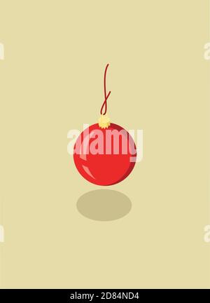 Boule de noël rouge tridimensionnelle isométrique pour arbre de noël. Illustration de Vecteur