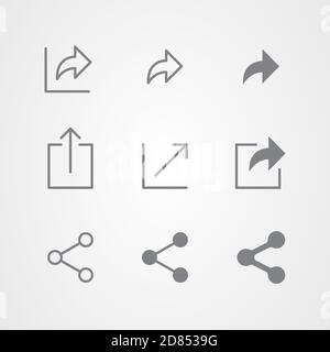 Lignes vectorielles abstraites et icônes plates représentant des symboles de partage. Signes de réseaux sociaux. Illustration de Vecteur