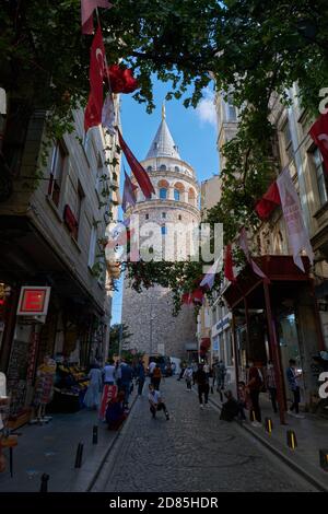 Quartier médiéval de la tour de Galata à Istanbul, Turquie Banque D'Images