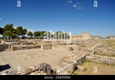 Italie, Basilicate, Venosa, parc archéologique, thermes romains, mosaïque Banque D'Images