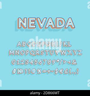 Nevada header vintage 3d Vector alphabet ensemble Illustration de Vecteur