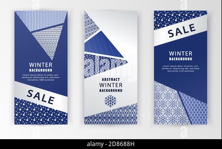 Banderoles abstraites de Noël avec trianlges texturés d'hiver pour les ventes, Félicitations. du nouvel an Illustration vectorielle. Illustration de Vecteur