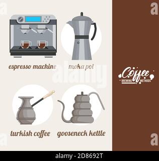 méthodes de préparation du café ensemble de schémas vectoriels Illustration de Vecteur