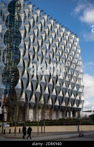 Londres, 18 janvier 2018 :- l'ambassade des États-Unis d'Amérique, située au 33 Nine Elms Lane, ayant déménagé du 24 Grosvenor Square. Banque D'Images