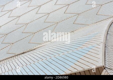 Sydney, Australie - 12 janvier 2009 : fragment de toit de l'Opéra de Sydney fait de l'azulejo, vitrifié, Australie Banque D'Images