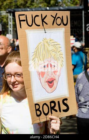 Londres, Royaume-Uni, 31 août 2019 :- des manifestants à Whitehall, dans le centre de Londres, protestent contre le projet du Premier ministre Boris Johnson de suspendre le Parlement Banque D'Images