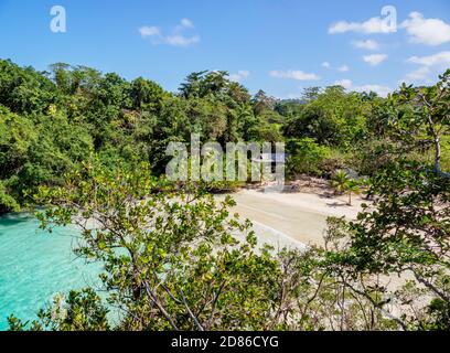 Frenchman's Cove Beach, vue en hauteur, paroisse de Portland, Jamaïque Banque D'Images