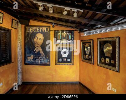 Complexe de mausolée Bob Marley, intérieur du musée, Nine Mile, paroisse de Saint Ann, Jamaïque Banque D'Images