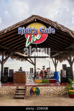 Rick's Cafe, West End, Negril, paroisse de Westmoreland, Jamaïque Banque D'Images