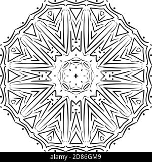 Mandala. Décoration ronde, motif noir et blanc. Éléments décoratifs vintage. Arrière-plan dessiné à la main. Arabe, Islam, Indien Banque D'Images