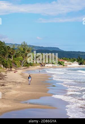 Frenchman's Beach, vue en hauteur, Treasure Beach, paroisse de Saint Elizabeth, Jamaïque Banque D'Images