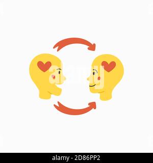 Empathie. Concept d'empathie - silhouettes de deux têtes humaines avec une image abstraite des émotions à l'intérieur. Illustration de Vecteur