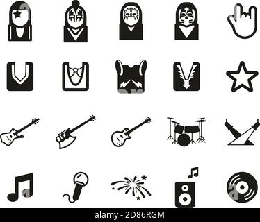 KiSS Band Icons ensemble noir et blanc grand Illustration de Vecteur