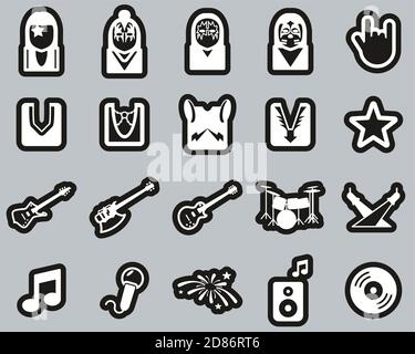 KiSS Band Icons blanc sur blanc ensemble d'autocollants grand Illustration de Vecteur