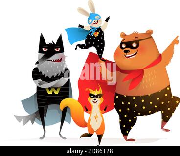 Animaux Fun Superheroes Silly Costume Performance Illustration de Vecteur