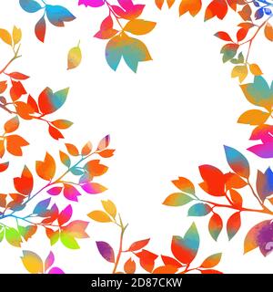 Cadre d'arrière-plan composé de feuilles colorées. Illustration vectorielle Illustration de Vecteur