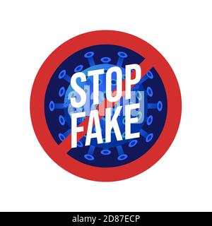 Signes de prévention, Stop FAKE NEWS for COVID-19 virus ou nouveau symbole du coronavirus, fond du symbole Sing, illustration vectorielle. Illustration de Vecteur