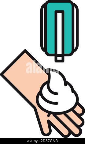 protection contre les virus se laver les mains pour les soins personnels quotidiens illustration vectorielle icône de ligne et de remplissage Illustration de Vecteur