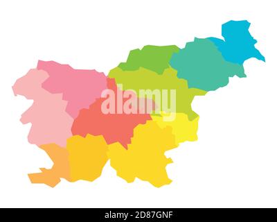 Carte politique vierge et colorée de la Slovénie. Divisions administratives - régions statistiques. Carte vectorielle plate simple Illustration de Vecteur