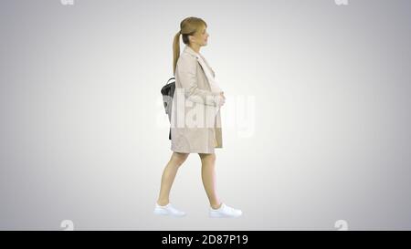 Bonne santé grossesse enceinte jeune blonde blanche femme wa Banque D'Images